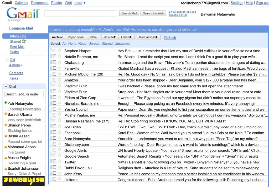netanyahu's gmail